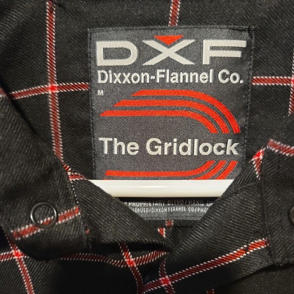 Dixxon DXF Flannel Gridlock Snap Button Long Sleeve Shirt Black Red Mens Sz M - Picture 5 of 16